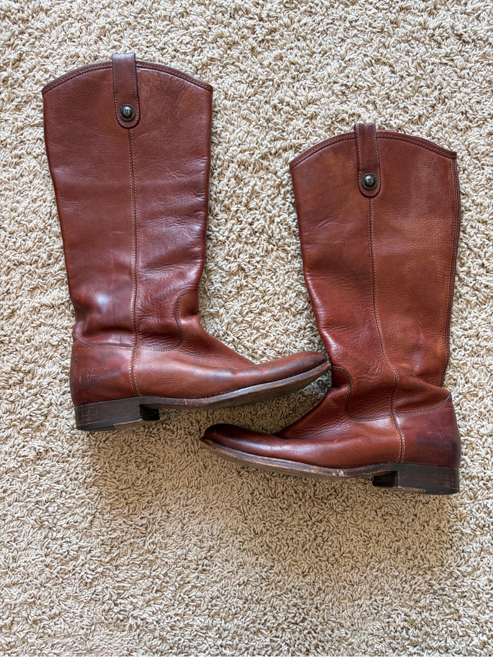 Frye Leather Riding Boots Women 9B Cognac Equestrian Made in Mexico